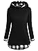 EA Selection Women's Plaid Hem Funnel Neck Pullover Hoodie 2XL Black