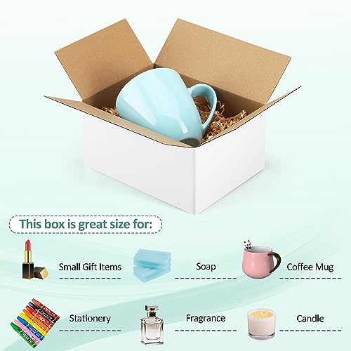 Eupako 8x6x4-Small-Shipping-Boxes-30-Pack-White-Corrugated-Box-Mailers, Cardboard Boxes for Packaging Small Business, Mailing