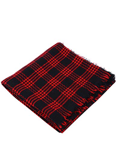 Bess Bridal Women's Plaid Blanket Winter Scarf Warm Cozy Tartan Wrap Oversized Shawl Cape (One Size, Red and Black)