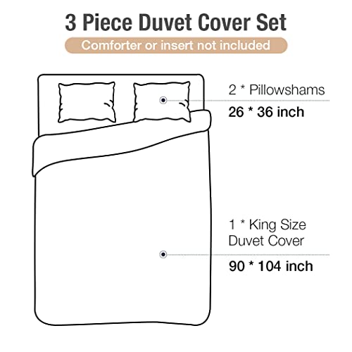 Lekesky King Duvet Cover Set Boho Blue Retro Striped Print 3Pc 104 X 90 Luxury Soft Microfiber Bedding Duvet Cover With Zipper Ties #TOP5