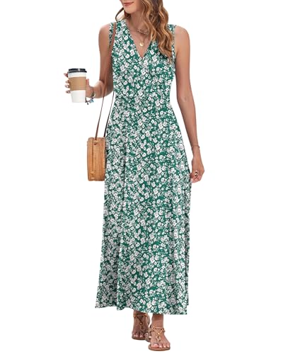 Image of AUSELILY Womens Maxi Dress Summer Sleeveless Wrap Long Dresses with Pockets | V-Neck Wrap Sleeveless Sundress, fits formal, casual, beach, vacation & daily wear