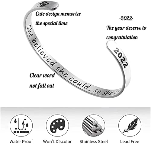 AFSTALR Inspirational Cuff for Womens Friendship Bangle Gifts for Motivational Cuff Bangle Stainless Steel Engraved Cuff for Sisters Mother Gifts Bracelet Birthday Graduation Present For 2023