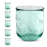 Amici Home Vino Copas de vino sin tallo | 12 onzas | Hecho en Italia, vidrio verde reciclado | Bonitos vasos de agua para vino, cerveza, jugo, cócteles, bebidas frescas (juego de 6)