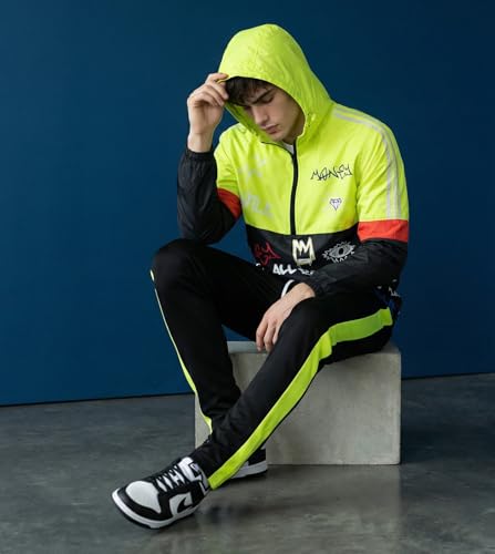 Image of SCREENSHOT Mens Streetwear Windbreaker Jacket - Lightweight Graphic Hoodie, Graffiti Hip Hop Urban Fashion Pullover Top