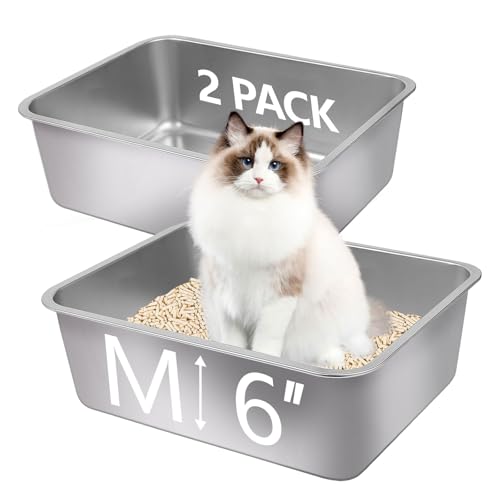 2 Pack Caja sanitaria acero inoxidable para gatos mediana miniatura 1