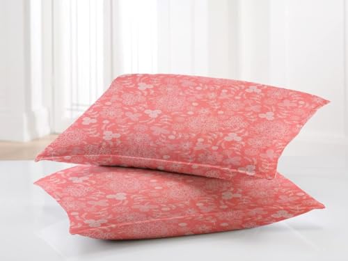 BSB HOME 100% Cotton Feel Flat Double Bedsheets with 2 King Size Pillow Covers | Double Bed Breathable | Wrinklefree | Ultrasoft 180 TC Supersoft |90 x 100 Inches | Pink Flower