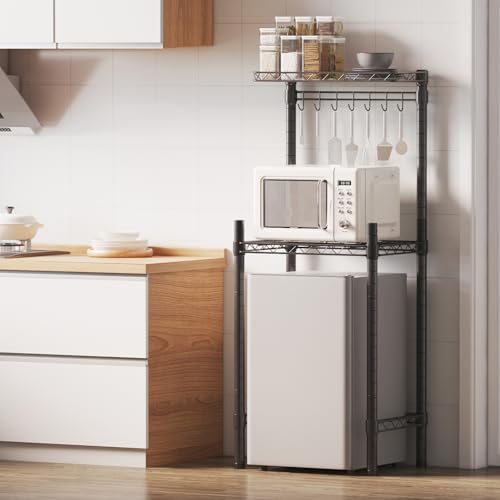 Taotigzu Étagère de Rangement au-Dessus du Réfrigérateur,Étagère de Rangement Réglable en Hauteur pour réfrigérateur et Micro-Ondes,étagère Métal...