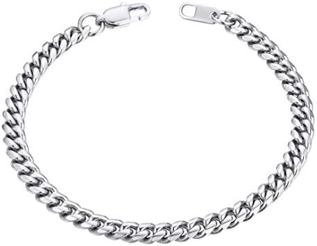 ChainsHouse Mens Chain Bracelet 6/10/14mm Stainless Steel Cuban Curb Bracelets 19cm/21cm