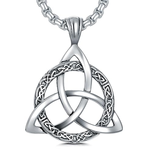 Celtic Necklace for men Sterling Silver Celtic Knot Triquetra Triangle Trinity Necklace Gift for Men
