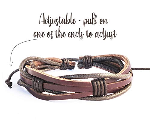 Mens Leather Bracelet Braided Brown Rustic Gift For Dad Fathers Day Cuff Wrist Band Rope Bracelet For Guys #TOP2