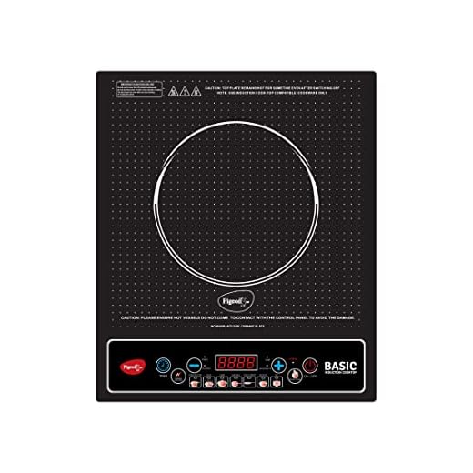 Pigeon Basic Induction Cooktop 1200 W, Auto-Shut off, Soft Push Button with 7 Segments LED Display for Power and Temperature - Black