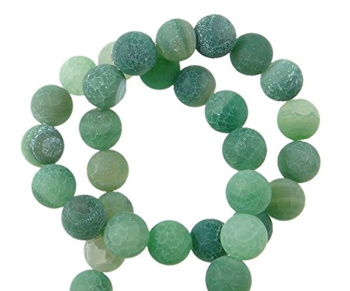 Gemstone Beads 6/8/10 mm Frosted Agate Stone Round Natural Stone Frosted Agate Pearl Semi-Precious Stone Gemstone Bead with Hole for Threading (Green - Image 4