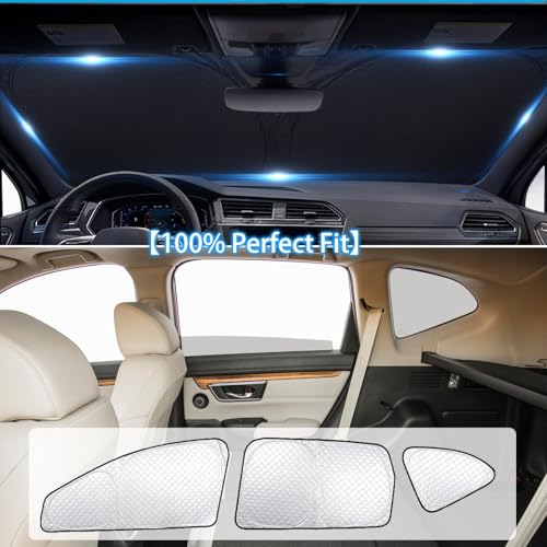 Image of KMF 8pcs Thicken Sun Shades for Honda CR-V 2017-2022 Accessories, CRV Sunshade Full Car Window Covers for Windshield Side Rear, UV Block and Blackout Privacy for Camping Outdoor