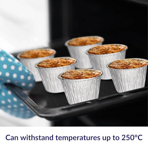 Miniatura 4 de Ebake Moldes Desechables Reposteria - 200ml Paquete De 50 Moldes Horno Reutilizables - Moldes De Aluminio Para Freidora De Aire - Molde Flan Para Horneado De Muffins, Tartas Y Pudding