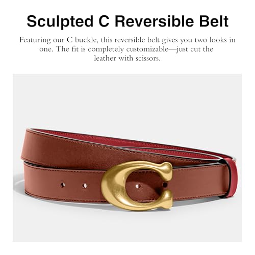 Coach Women's CTS Sculpted C Reversible Leather Belt, Saddle 1941 Red2