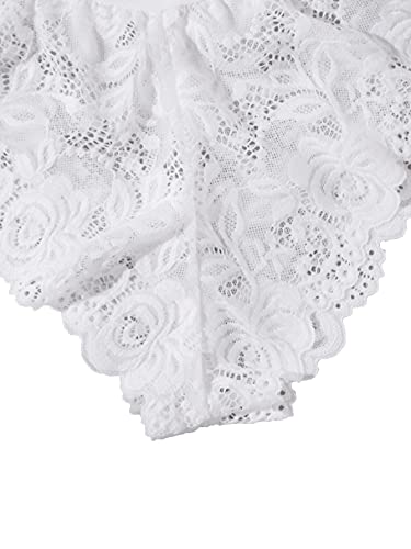 Wdirara Women' Silk Satin Pajamas Set 4Pcs Lingerie Floral Lace Cami Sleepwear With Robe Snow White M #TOP4