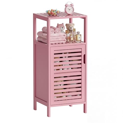 Organizador lateral estrecho independiente de bambú premium rosa 2