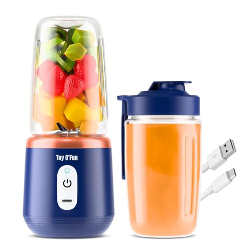 Image of Portable Blender - Electric Juicer & Smoothie Maker with 6 Stainless Steel Blades, 3-Speed Gears, USB Rechargeable 1500mAh Battery, Personal Mini Fruit Mixer Cup for Home, Travel & Gym (Multicolor-2)
