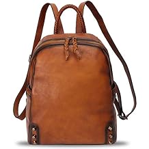 Genuine Leather Backpack Purse for Women Vintage Rucksack Casual Back Bag Handmade Cowhide Western Daypack Brown