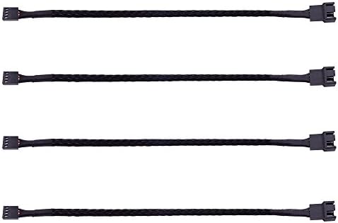 Fancasee (4-Pack) 4 Pin PWM Fan Power Supply Cable PC Internal Motherboard Fan Power Extension Cable Adapter Cord Wire for Computer ATX Case 4-Pin / 3-Pin Cooling Fans Cable (10.5 inch)