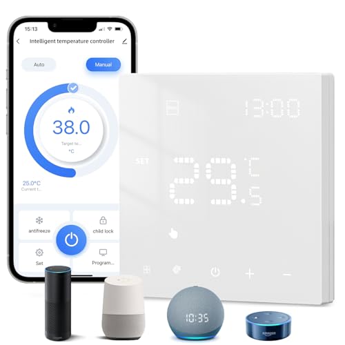 AVATTO Thermostat Für Wasser Fußbodenheizung und Gasboiler，Smart WiFi Thermostat Programmierbar Raumthermostat Unterstützen Alexa, Google Home Sprachsteuerung und Smart Life App Fernbedienung