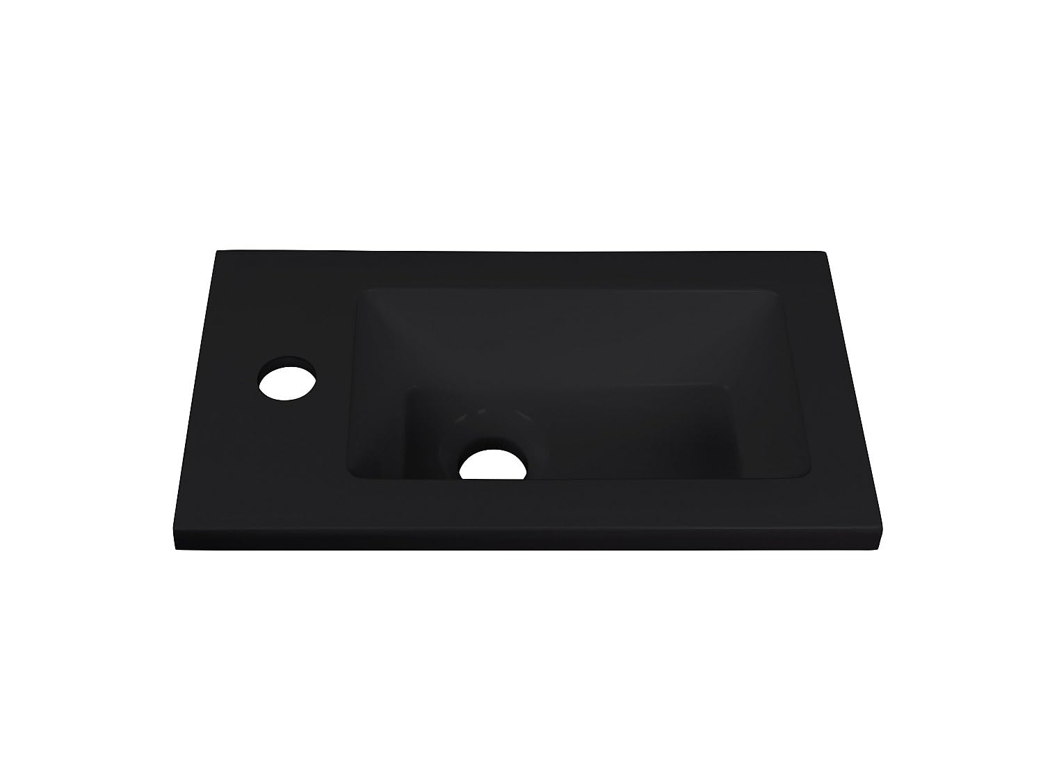 Vente-unique - Meuble Lave-Main Suspendu avec Niche et Vasque Noire - 40 cm - Coloris Naturel Clair - LOPENA