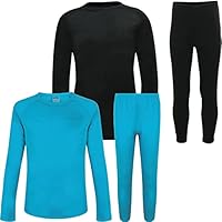 2you KIDS THERMAL UNDERWEAR SET JUNIOR UNISEX TOP LONG JOHN SLEEVES PJ BASELAYER BOYS GIRLS WINTER (Turquoise, 146-10-11)