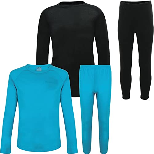 2you KIDS THERMAL UNDERWEAR SET JUNIOR UNISEX TOP LONG JOHN SLEEVES PJ BASELAYER BOYS GIRLS WINTER (Turquoise, 146-10-11)