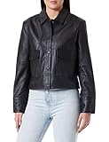 Mexx Women's with Pockets Leather Jacket, Black, XS