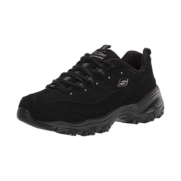 Skechers womens Dlites-play Wide Fashion Sneaker, Black, 10 Wide US