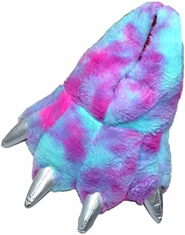 Kathyland Bear house slippers Stuffed Animal Mens slippers funny Paw Slippers Adult Monster Couple slippers (X-Large - (Men's Size), Colorful unicorn)