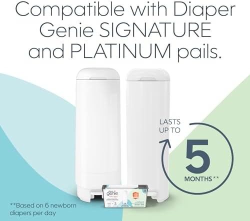 Diaper Genie Easy Roll Refill with 18 Bags - for the Diaper Genie Signature and Platinum pails | Lasts Up to 5 Months or Holds Up to 846 newborn Diapers Per Refill blue 1 Count - View 6