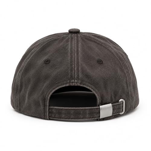 Image of Dad Hat for Men, Washed Cotton Baseball Cap with Brown Leather Patch, Adjustable