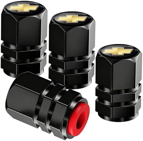 Valve Stem Caps, 4 Piece Aluminum Alloy Car Tire Valve Caps, Black