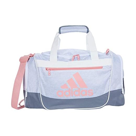 adidas Unisex Defender III Small Duffel Bag, Jersey White/ Grey/ Glory Pink, Small