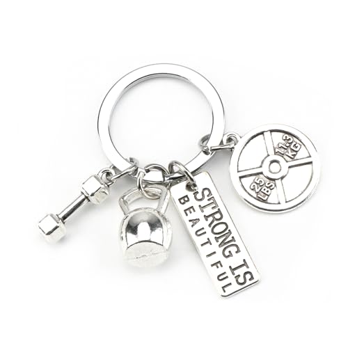 SHTALHST Gym Keychain,Fitness Keychain with Dumbbell Design,Car Key Chain Accessory,Motivational