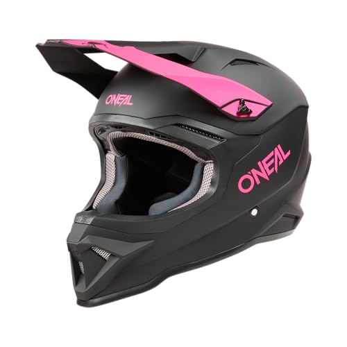 O'NEAL | Motocross-Helm | MX Enduro Motorrad | ABS-Schale, , Lüftungsöffnungen f. optimale Belüftung & Kühlung | 1SRS Helmet SOLID V.24 | Erwachsene | Schwarz Pink | Größe XXL