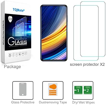 TQmate 2Pack Screen Protector Compatible for Xiaomi Poco X3 Pro/Poco X3 NFC/Redmi Note 9s, Tempered Glass, Anti Scratch, 9H Hardness, Easy to install film