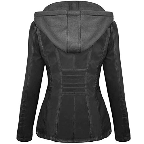 Faux Leather Jacket for Women Biker Jacket with Hood Womens Motorcycle Jacket2
