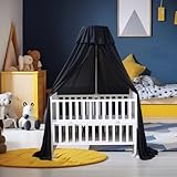 Blfuos Crib Black Cover, Baby Crib Netting Canopy to Keep Baby in Black Crib Tent and Mosquito Net for Indoor or Outdoor (Holding Stick not Included)