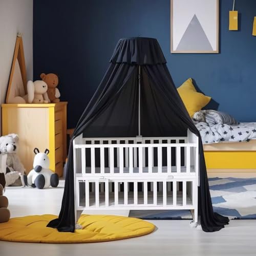 Image of Blfuos Crib Black Cover, Baby Crib Netting Canopy to Keep Baby in Black Crib Tent and Mosquito Net for Indoor or Outdoor (Holding Stick not Included)