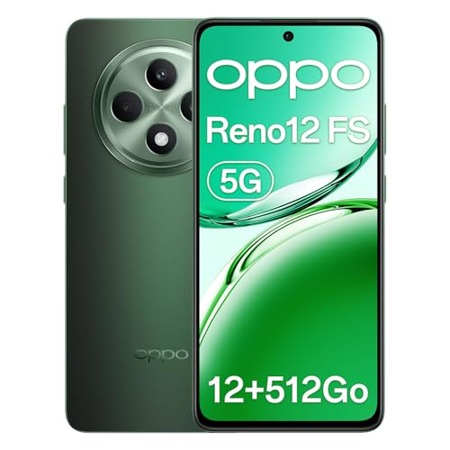 OPPO Reno12 FS 5G 12+512GB, Smartphone Android IA Sbloccato, Schermo 6,67' AMOLED 120Hz, Telefono Dimensity 6300, Fotocamera AI 50+8+2MP, 5000mAh 45W, Resistenza IP64, NFC, Verde