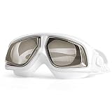 XHSSF Schwimmbrille kurzsichtig Antibeschlag-wasserdichte Unisex-Myopie-Taucherbrille für Erwachsene Jugendliche Dioptrien -1,5 bis -7,0-Weiß_-6.0
