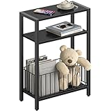 Yoobure Mesa auxiliar estrecha con cesta de almacenamiento, mesita de noche delgada de