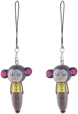Ruilogod 2 Pcs Brown Wood Monkey Design Pendant Dangling Strap for Camera MP3 MP4 image 2
