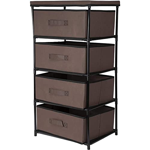 4-Tier Clothes Drawer, Dark Brown Fabric Dresser Organizer for Clothing Storage