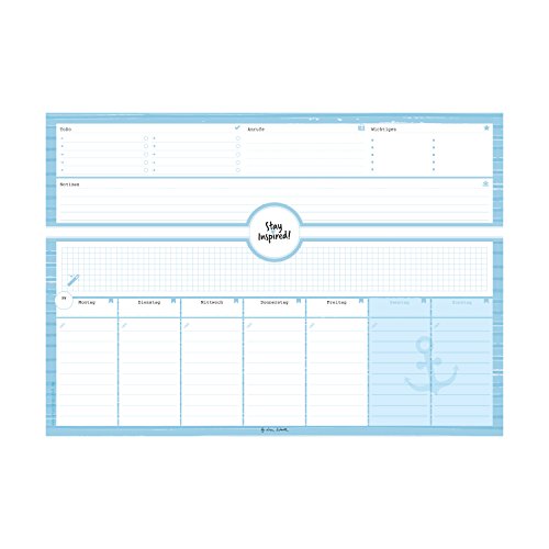 Preisvergleich Produktbild Schreibtischunterlage in blau aus Papier mit 50 Blatt zum Abreißen Hochwertige Schreibtischunterlage im Format DIN A3 Für Kinder und Erwachsene ... 2022 Stay Inspired by Lisa Wirth