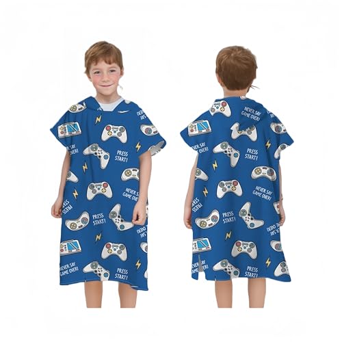 Proumhang Poncho da Surf/Bagno/Piscina/Spiaggia per Bambini,Asciugamano con Cappuccio in Microfibra,Accappatoio da Spiaggia,Asciugamani Poncho con Cappuccio per Ragazzi e Ragazze Stile 12 75x60cm