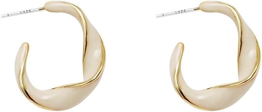 Enamel Twisted Hoop Earring Vintage Spiral Candy Color Earrings Minimalist Round Earrings