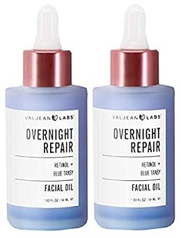 Valjean Labs Overnight Repair Facial Oil | Retinol and Blue Tansy | Helps to Even Skintone, Calm and Soothe Redness (1.83 oz, 2 Pack)